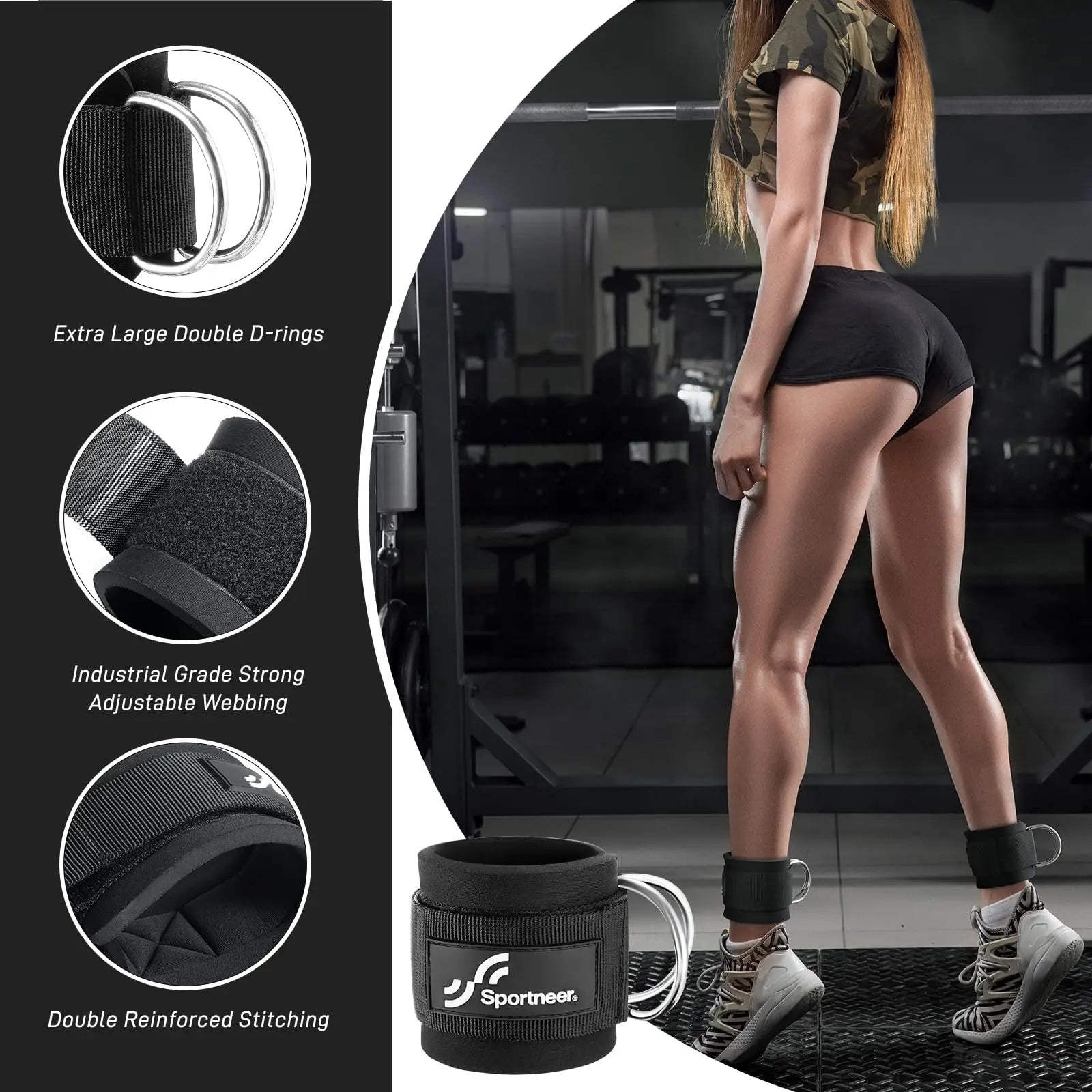 Premium Adjustable Ankle Straps for Cable Machine Leg Extensions and Glute Workouts - Ideal for Home and Gym Use