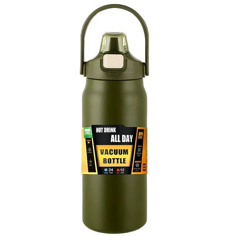 Outdoor Adventure Ready: 304 Stainless Steel Insulated Thermal Mug with Straw - Keep Drinks Hot or Cold for Hours!