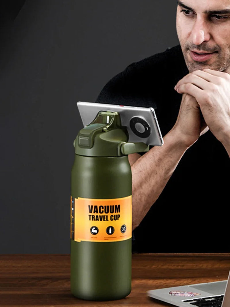 Outdoor Adventure Ready: 304 Stainless Steel Insulated Thermal Mug with Straw - Keep Drinks Hot or Cold for Hours!