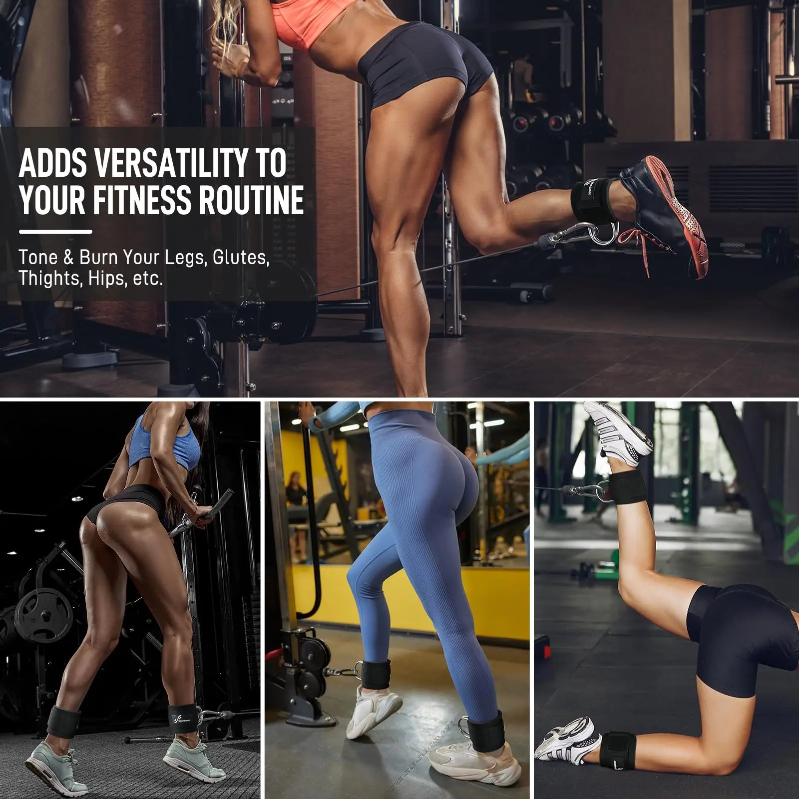 Premium Adjustable Ankle Straps for Cable Machine Leg Extensions and Glute Workouts - Ideal for Home and Gym Use